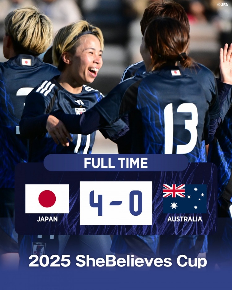  熱身賽日本女足4-0澳大利亞女足，田中美南2射1傳&長谷川唯任隊長