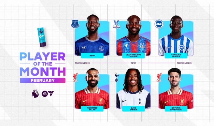  英超2月最佳候選：貝托、馬特塔、明特、薩拉赫、斯賓塞、索博