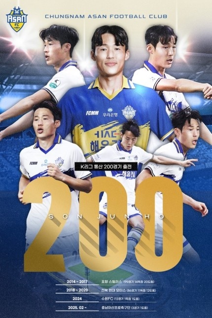  孫準浩完成K聯(lián)賽200場里程碑，貢獻26球34助