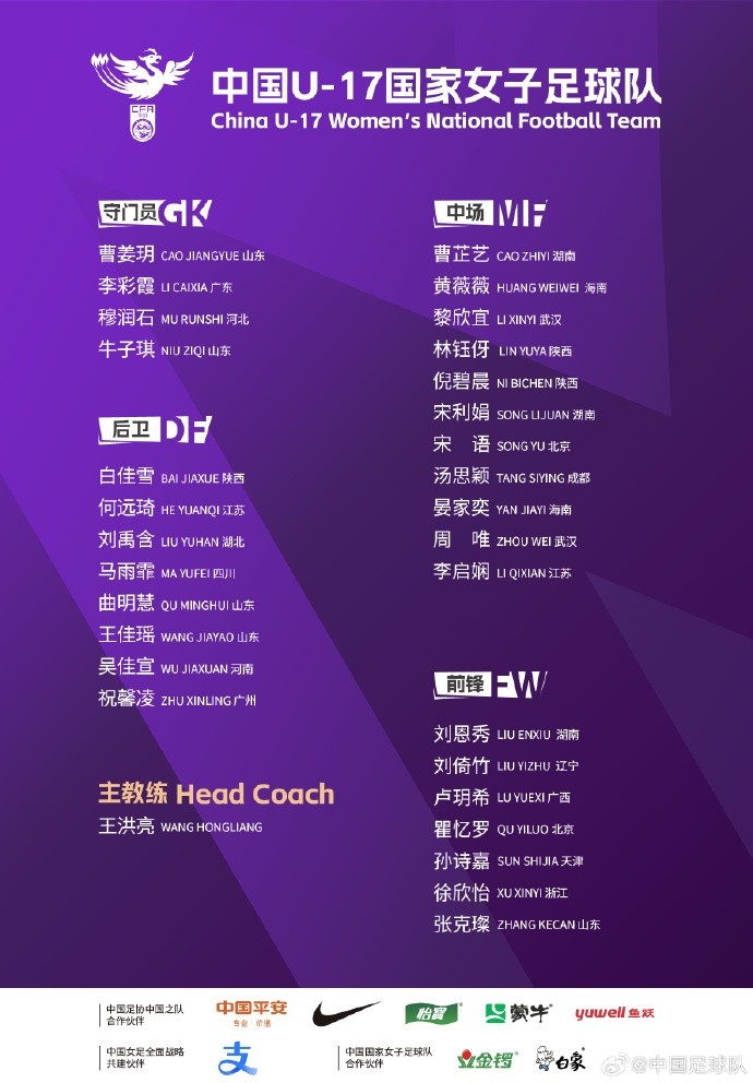  U17女足30人將在蘇州集訓(xùn)備戰(zhàn)世界杯，姜寧、朱挺擔(dān)任訓(xùn)練員